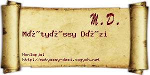 Mátyássy Dézi névjegykártya